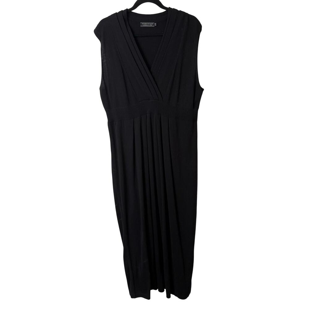 Peruvian Connection Sweater Dress Tank V Neck Stretch Maxi‎ Black XL